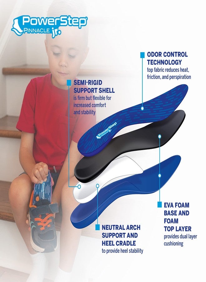 PowerStep Pinnacle Junior Insoles, Children’s Maximum Cushioning Shoe Insert, Relief for Ankle, Knee & Foot Pain, Arch Support for Girls and Boys, Kids Unisex, Made in the USA (Youth 5) - Image 3
